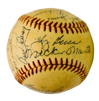 1958 Yankees Team-Signed Baseball (21 Signatures including Larsen and Berra)
